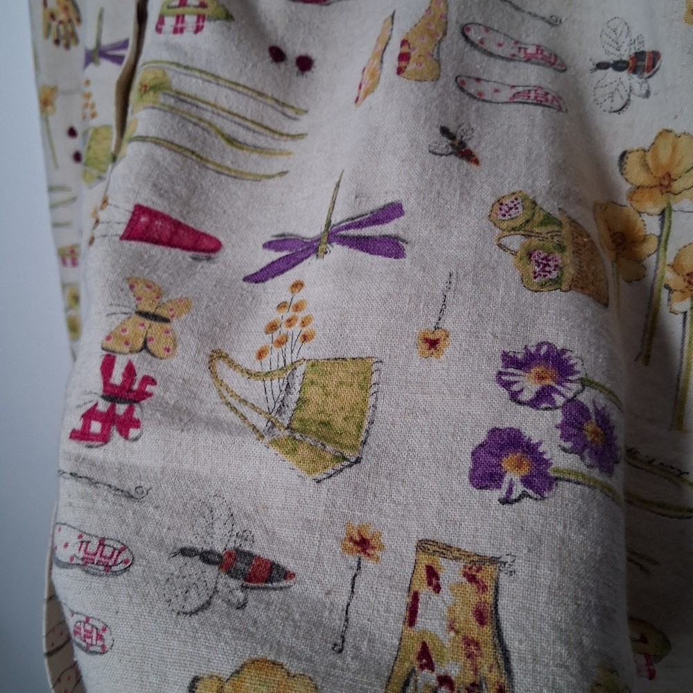 Vintage Skirt Printed Gardening Theme Linen blend Summer Retro - Picture 5 of 15